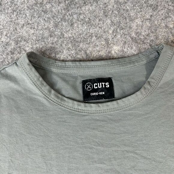 Cuts Clothing Shirt Mens Large Curve Hem Long Sleeve Tee Gray Casual - Picture 5 of 8